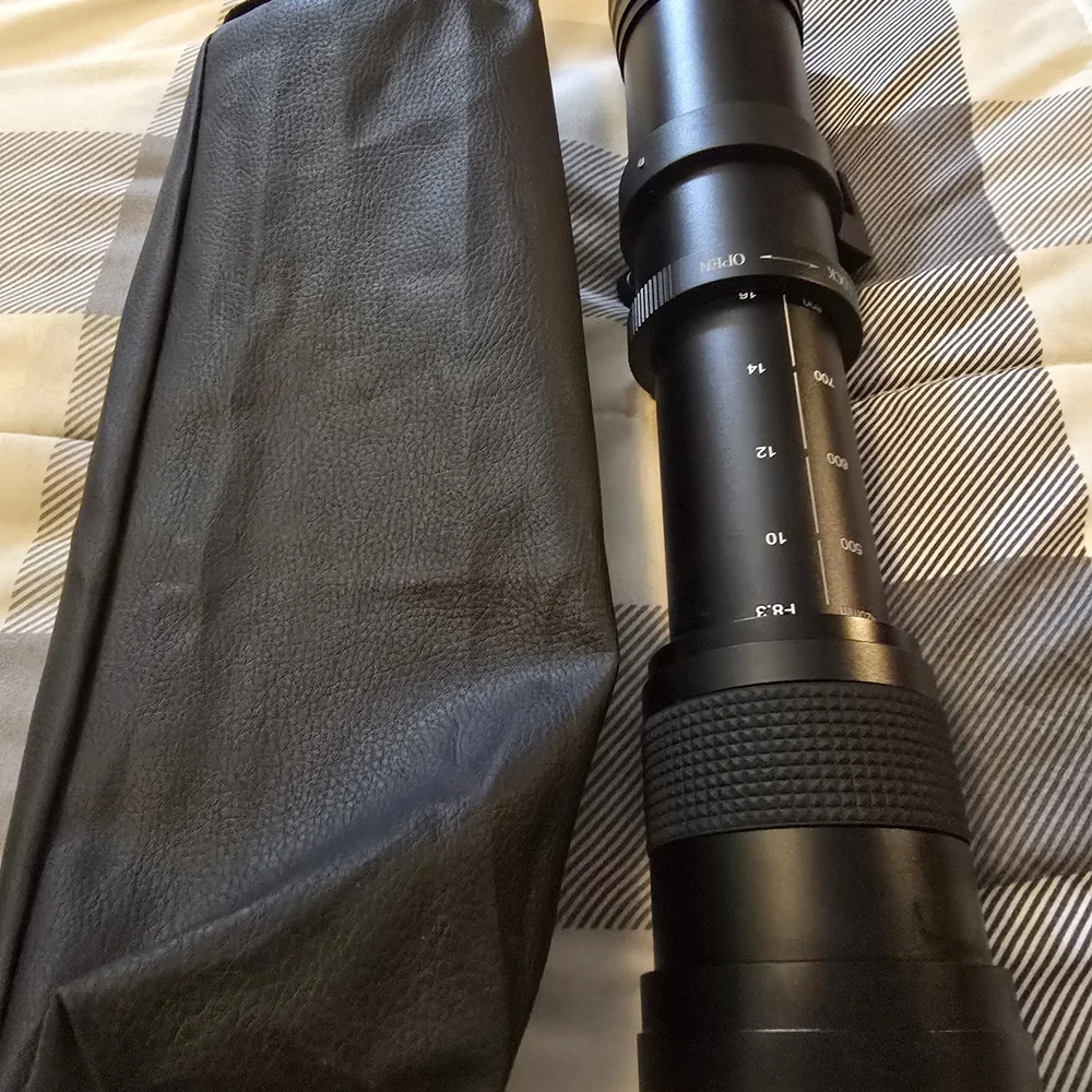 Black Telephoto Camera Lens with Case